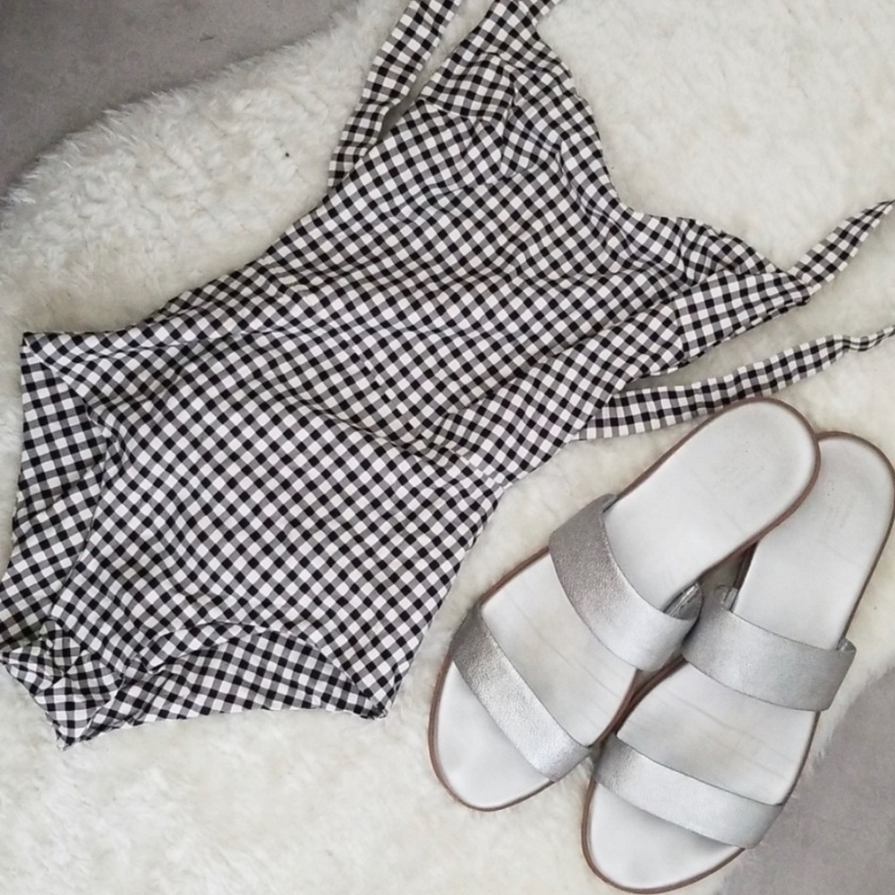 Montce 🐬 XS black & white one piece gingham swimsuit